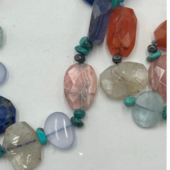 Peyote Bird Designs Gemstone Lapis Carnelian Rose Quartz Turquoise Necklace - Picture 13 of 16